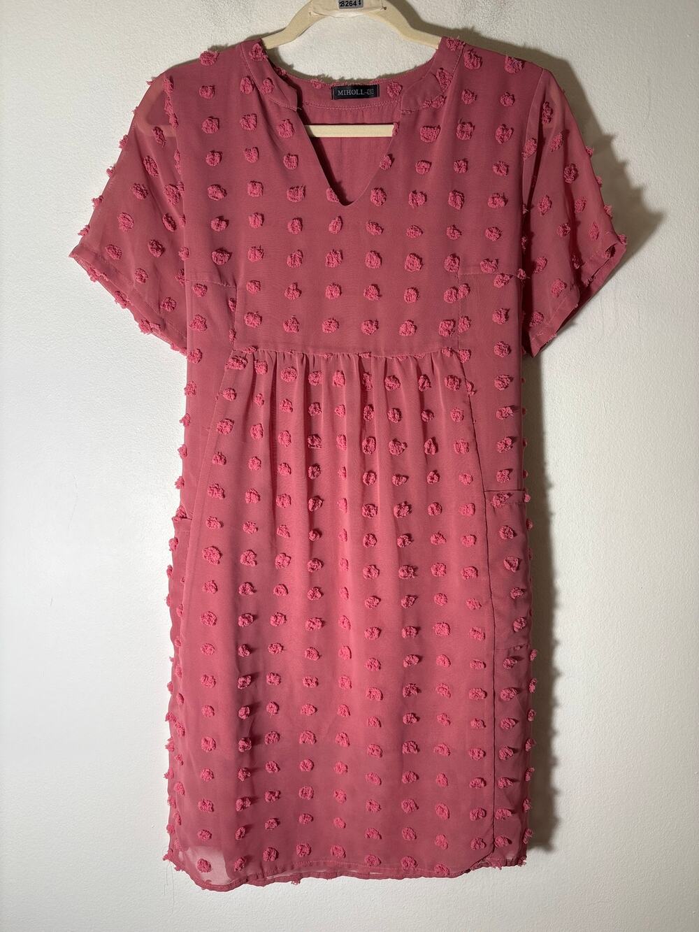 Miholl Mauve Eyelash Polka Dot Babydoll Dress Sz S